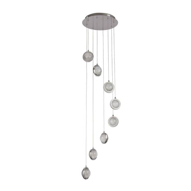 Searchlight Quartz 8Lt Multi-Drop Pendant- Bubble Glass With Detail Rim - Comet Lighting