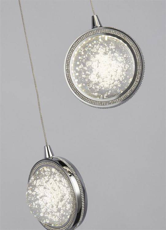 Searchlight Quartz 8Lt Multi-Drop Pendant- Bubble Glass With Detail Rim - Comet Lighting