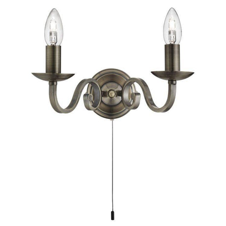 Searchlight Richmond Brass 2 Light Wall Bracket Candle Style - Comet Lighting