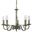 Searchlight Richmond Brass 5 Light Ceiling Candle Style - Comet Lighting