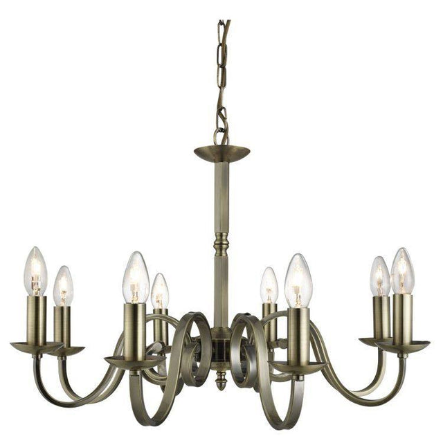 Searchlight Richmond Brass 8 Light Ceiling Candle Style - Comet Lighting