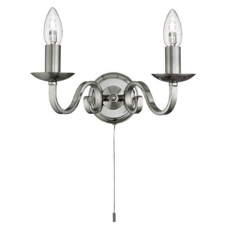 Searchlight Richmond Silver 2 Light Wall Bracket Candle Style - Comet Lighting