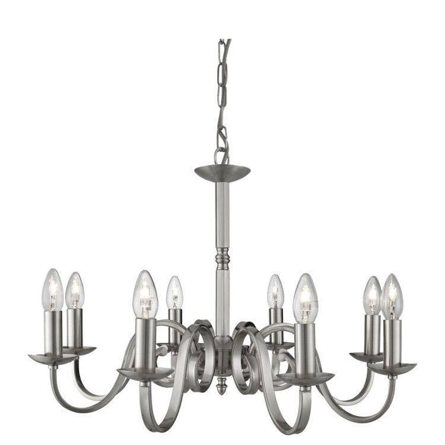 Searchlight Richmond Silver 8 Light Ceiling Candle Style - Comet Lighting