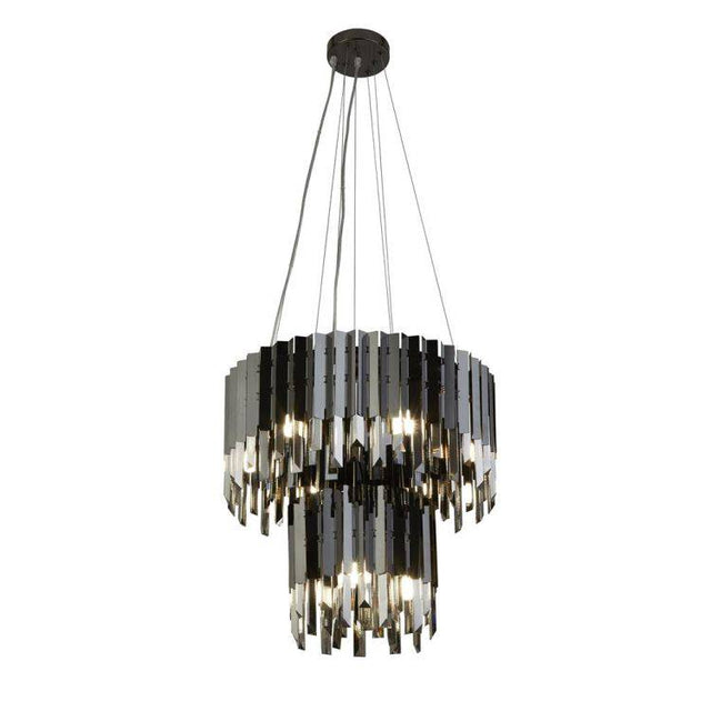 Searchlight Rotunda 9Lt Ceiling Pendant - Chrome & Smoked Crystal - Comet Lighting