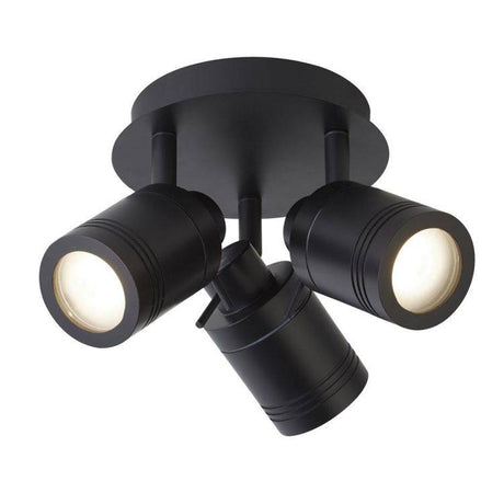 Searchlight Samson 3Lt Round Bathroom Spotlight- Black Metal| IP44 - Comet Lighting