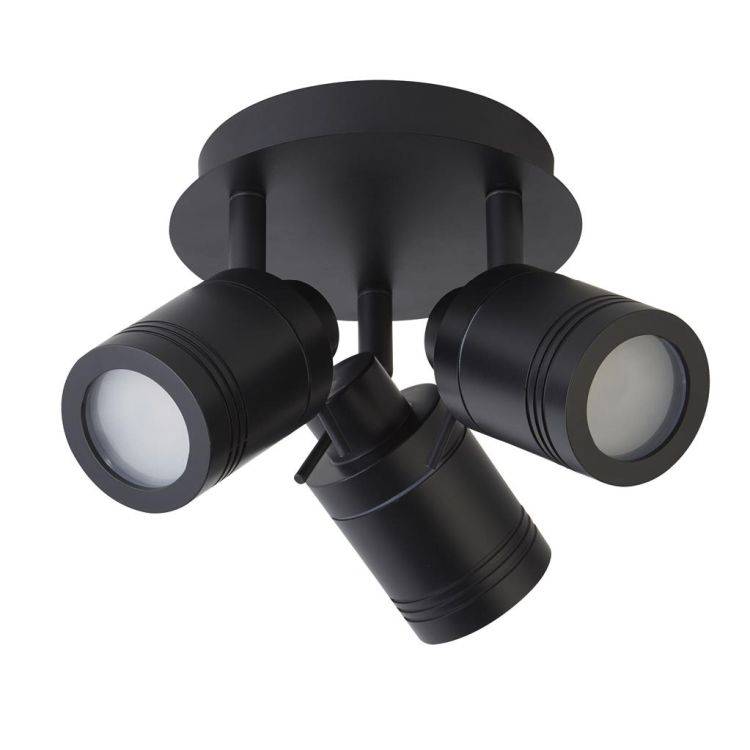 Searchlight Samson 3Lt Round Bathroom Spotlight- Black Metal| IP44 - Comet Lighting