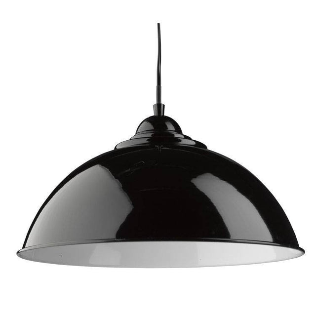 Searchlight Sanford Black Half Dome Pendant White Inner - Comet Lighting