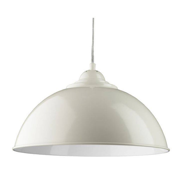 Searchlight Sanford Cream Half Dome Pendant White Inner - Comet Lighting