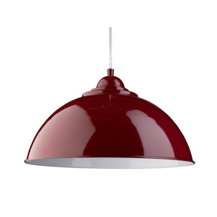 Searchlight Sanford Red Half Dome Pendant White Inner - Comet Lighting