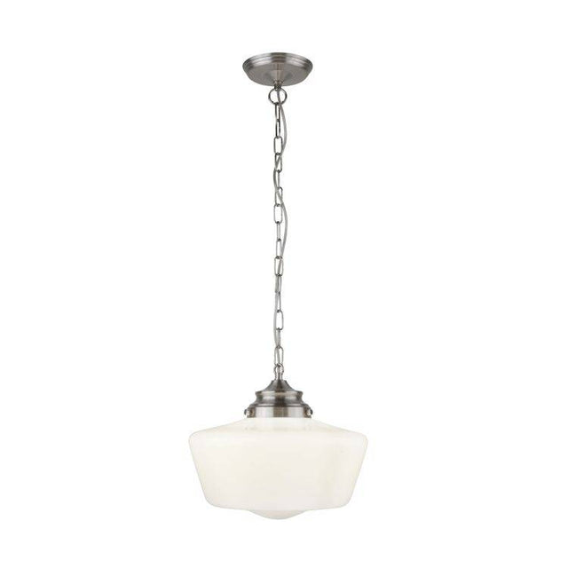 Searchlight School House White Pendant With Opal Glass - Comet Lighting