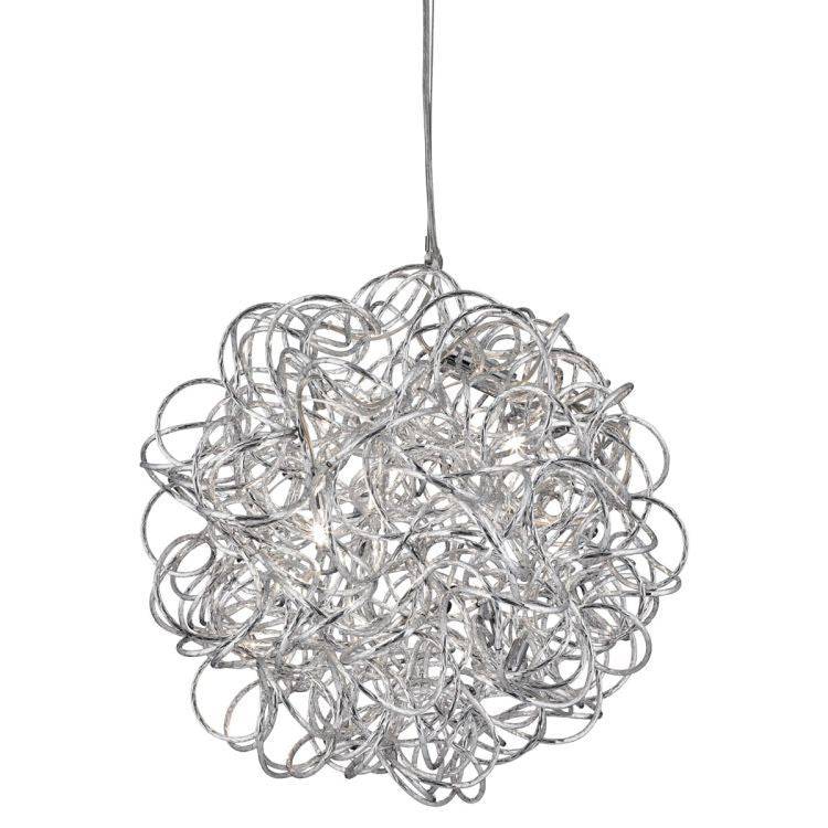 Searchlight Scribble Chrome 6 Light Pendant Diamond Cut Aluminium - Comet Lighting