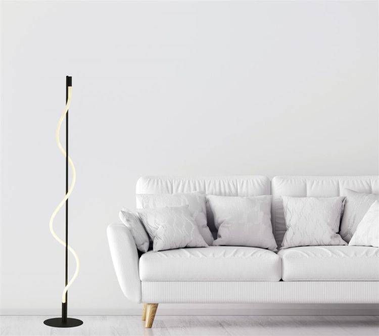 Searchlight Serpent LED Floor Lamp - Black Metal & Acrylic - Comet Lighting