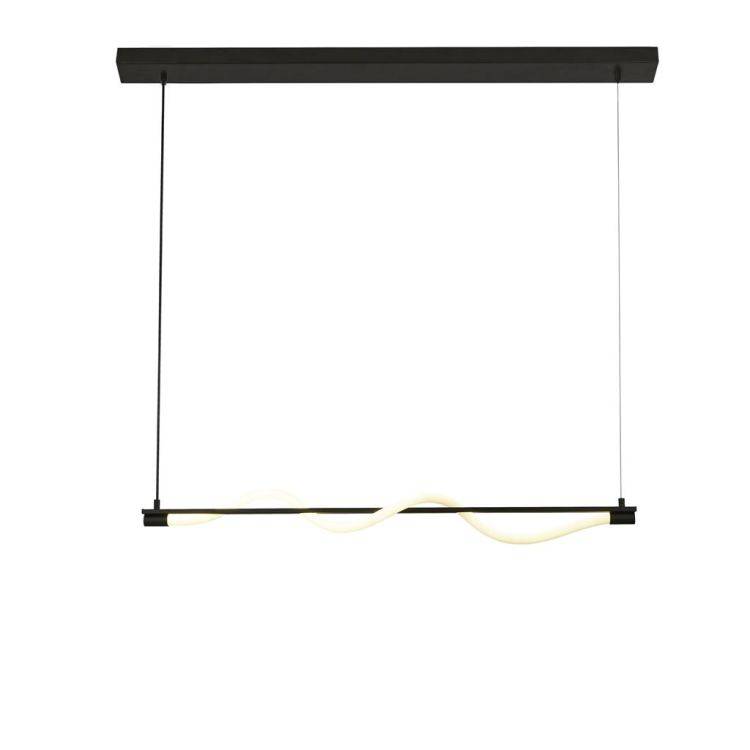 Searchlight Serpent LED Semi-Flush Ceiling Pendant - Black Metal & Opal - Comet Lighting