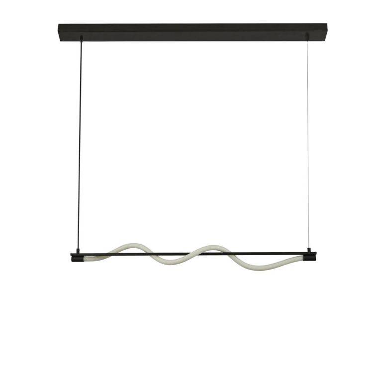 Searchlight Serpent LED Semi-Flush Ceiling Pendant - Black Metal & Opal - Comet Lighting