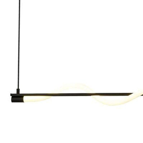 Searchlight Serpent LED Semi-Flush Ceiling Pendant - Black Metal & Opal - Comet Lighting