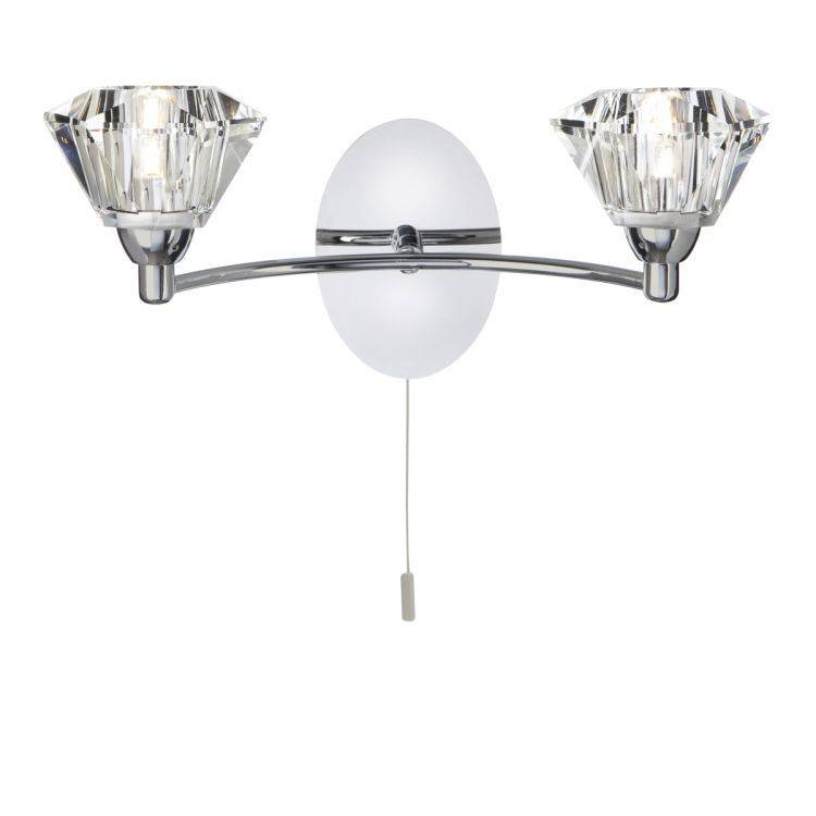 Searchlight Sierra Chrome 2 Light Wall Bracket Sculptured Shades - Comet Lighting