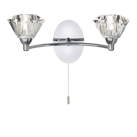 Searchlight Sierra Chrome 2 Light Wall Bracket Sculptured Shades - Comet Lighting