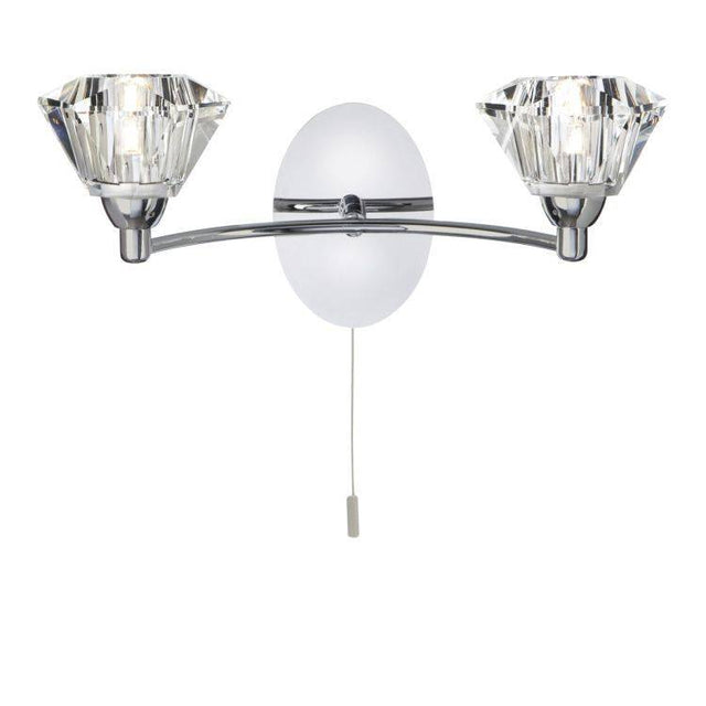 Searchlight Sierra Chrome 2 Light Wall Bracket Sculptured Shades - Comet Lighting