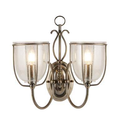 Searchlight Silhouette Brass 2 Light Wall Bracket Glass Shades - Comet Lighting