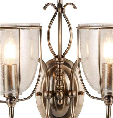 Searchlight Silhouette Brass 2 Light Wall Bracket Glass Shades - Comet Lighting