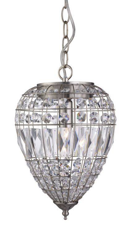 Searchlight Silver Pendant Light Crystal Glass Buttons - Comet Lighting