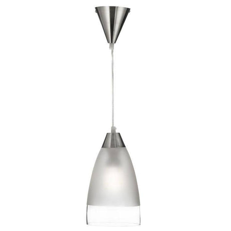 Searchlight Silver Pendant Light Domed Glass Shade - Comet Lighting