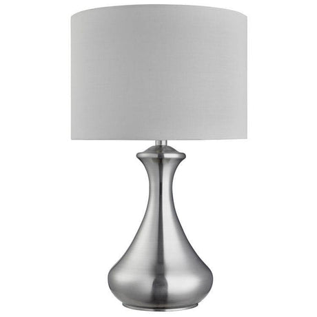 Searchlight Silver Touch Table Lamp White Shade A - Comet Lighting