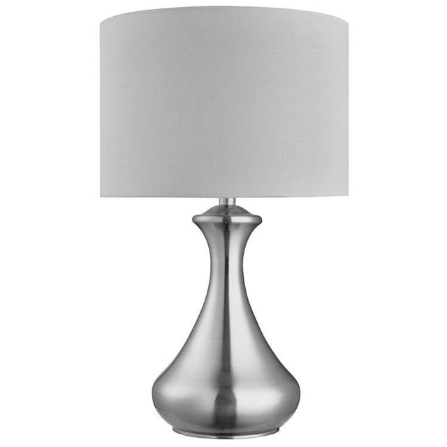 Searchlight Silver Touch Table Lamp White Shade A - Comet Lighting