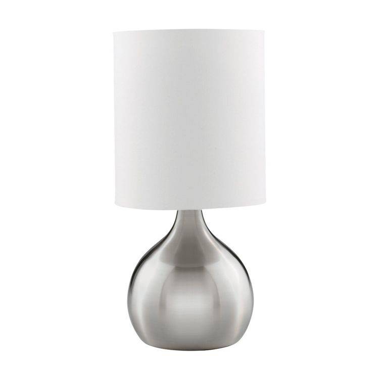 Searchlight Silver Touch Table Lamp White Shade B - Comet Lighting