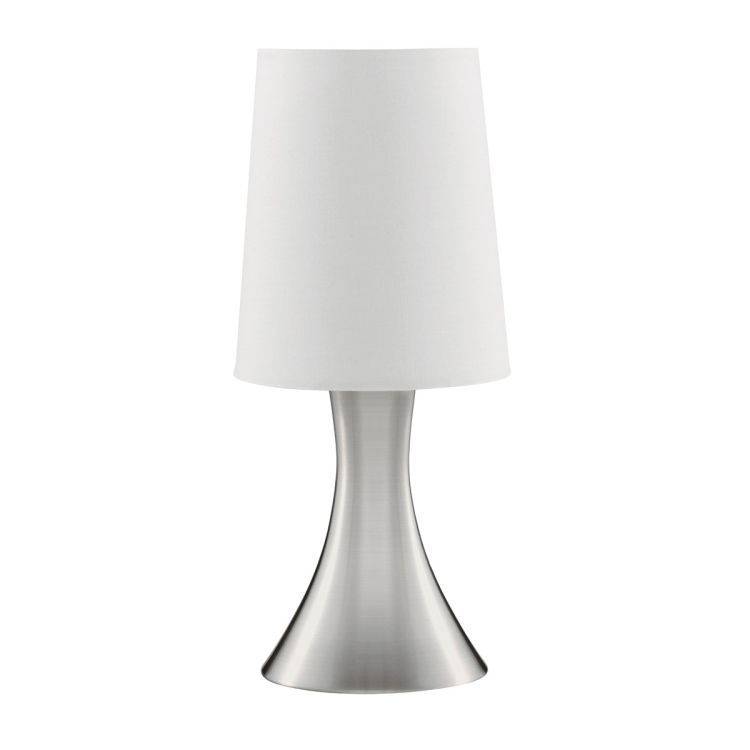 Searchlight Silver Touch Table Lamp White Shade C - Comet Lighting