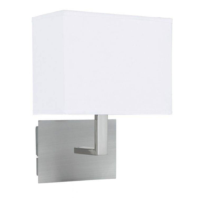 Searchlight Silver Wall Light White Rectangular Shade - Comet Lighting