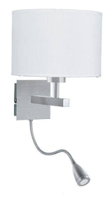 Searchlight Silver Wall Light White Shade Incorporating Flexi-Arm - Comet Lighting