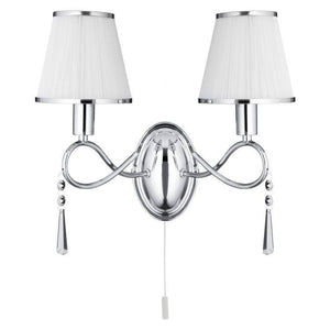 Searchlight Simplicity 2 Light Wall Bracket Glass White Shades - Comet Lighting