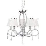 Searchlight Simplicity Chrome 5 Light Glass Drops White Shades - Comet Lighting