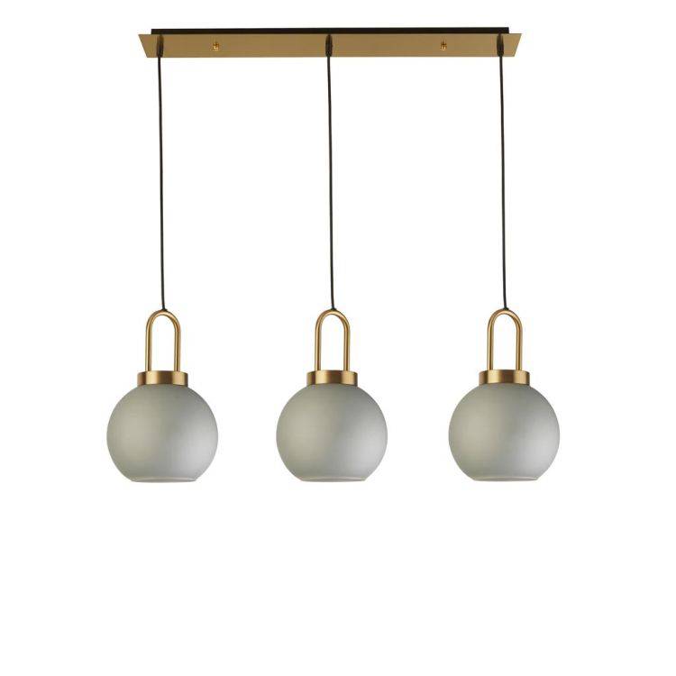 Searchlight Snowdrop 3Lt Bar Ceiling Pendant - Brass & Acid Glass - Comet Lighting