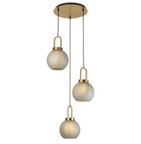 Searchlight Snowdrop 3Lt Ceiling Pendant - Brass & Acid Glass - Comet Lighting