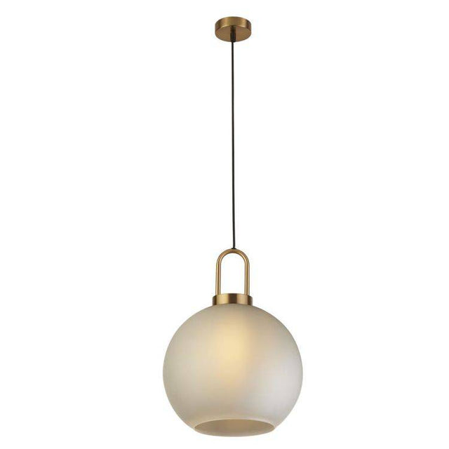 Searchlight Snowdrop Ceiling Pendant - Brass & Acid Glass - Comet Lighting