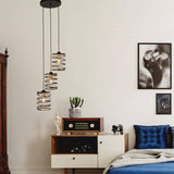 Searchlight Spring 3Lt Multi-Drop Ceiling Pendant - Black Metal & Gold - Comet Lighting