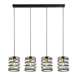 Searchlight Spring 4Lt Bar Ceiling Pendant - Black Metal & Gold - Comet Lighting