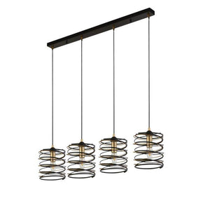 Searchlight Spring 4Lt Bar Ceiling Pendant - Black Metal & Gold - Comet Lighting