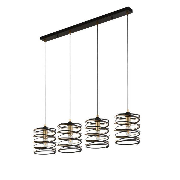 Searchlight Spring 4Lt Bar Ceiling Pendant - Black Metal & Gold - Comet Lighting