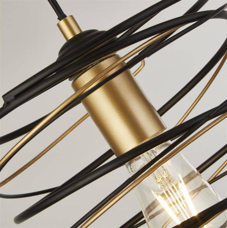 Searchlight Spring Ceiling Pendant - Black & Gold - Comet Lighting