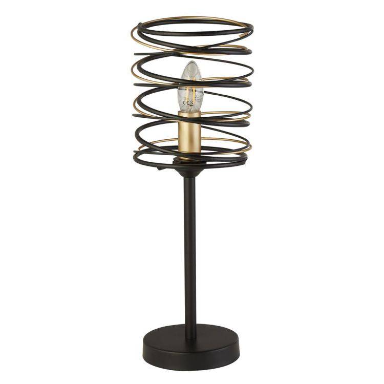 Searchlight Spring Table Lamp - Black Metal & Gold - Comet Lighting