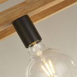 Searchlight Square 4Lt Pendant Ceiling Light - Wood & Black Metal - Comet Lighting