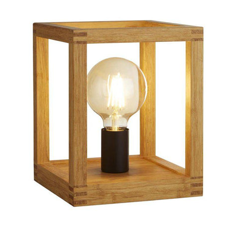 Searchlight Square Table Lamp - Wood & Metal - Comet Lighting