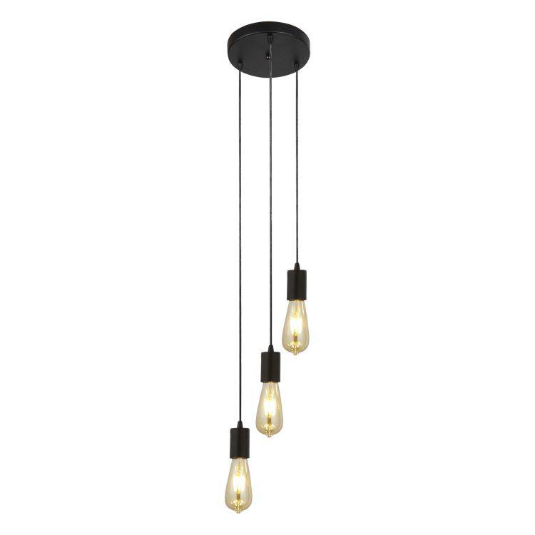 Searchlight Squiggle 3Lt Pendant Black - Comet Lighting