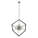 Searchlight Stellar 6Lt Ceiling Pendant- Black Metal & Crystal Glass - Comet Lighting