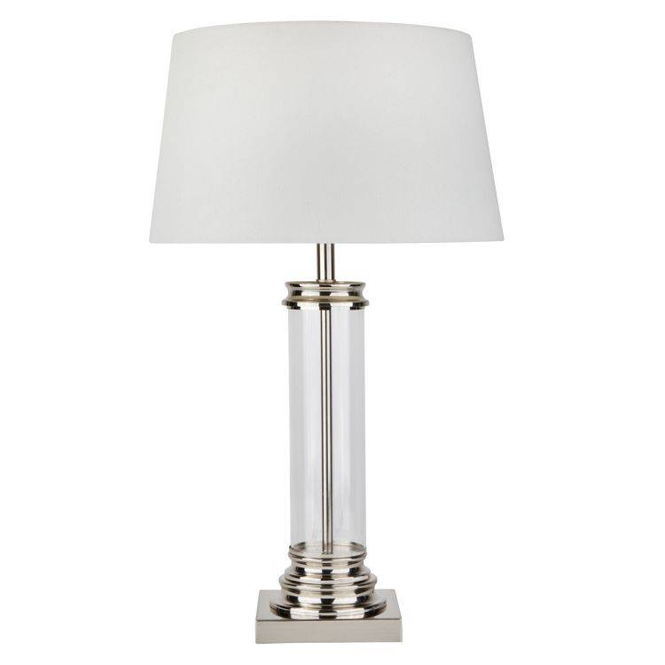 Searchlight Table Lamp Glass Column Silver Base Shade - Comet Lighting