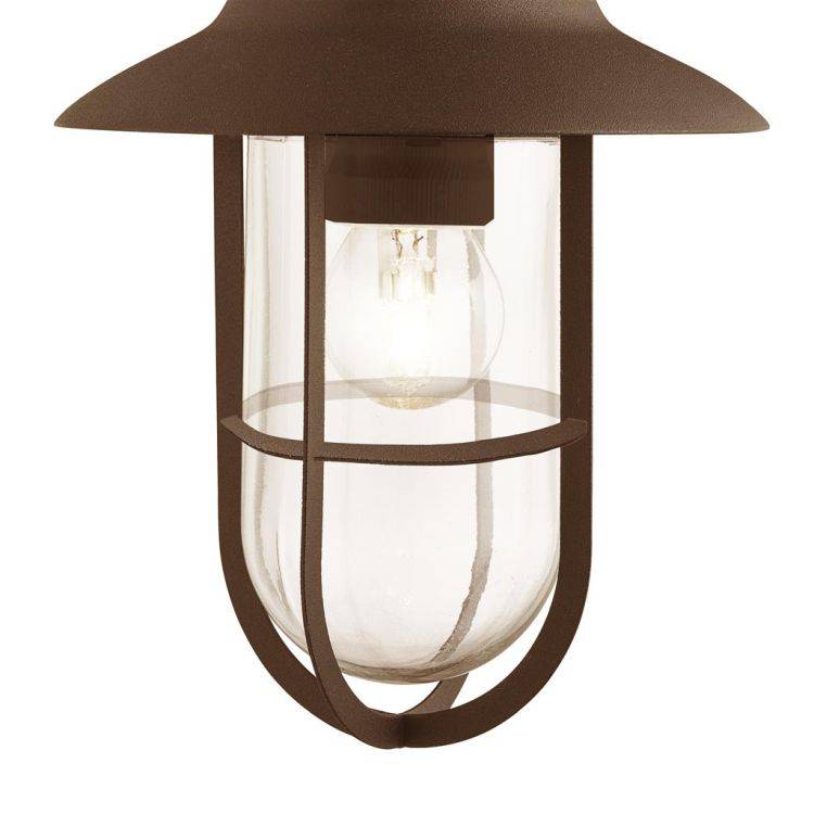 Searchlight Toronto Outdoor Wall Light - Rust Brown Metal & Clear Glass - Comet Lighting