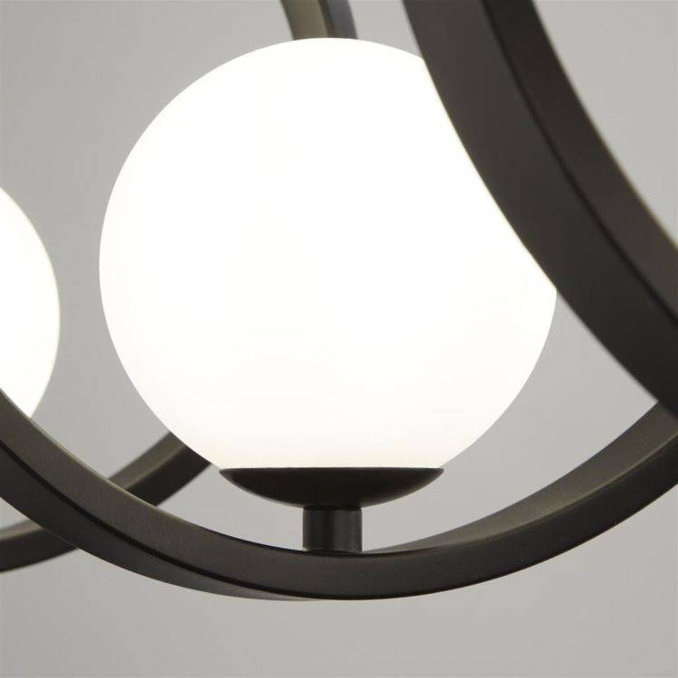 Searchlight Twister 5Lt Ceiling Pendant - Black Metal & Opal - Comet Lighting